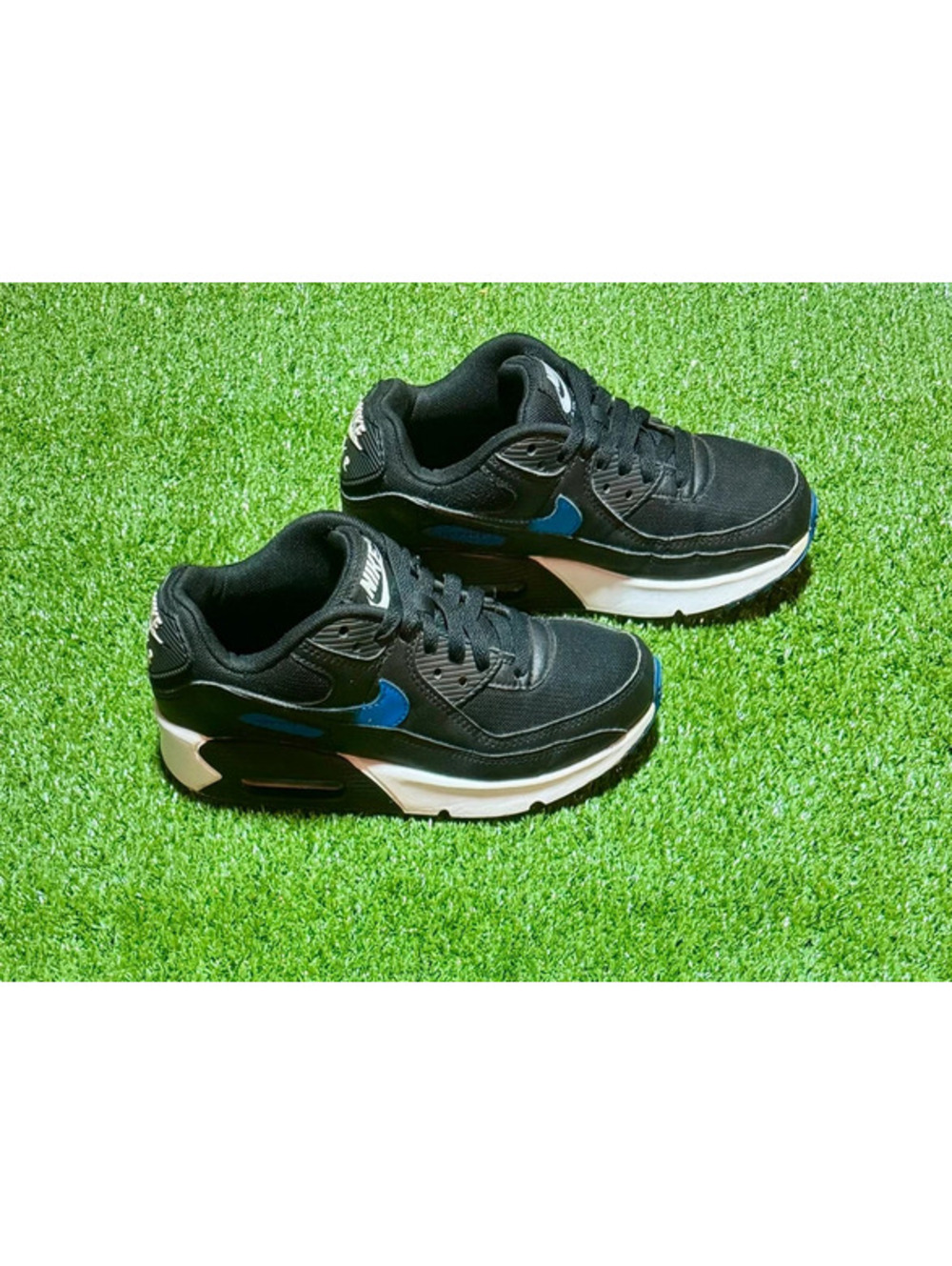 Nike Air Max 90 Black Blue Youth Size 4Y